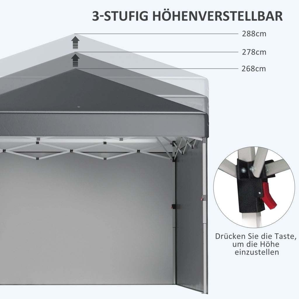 Gazebo pieghevole con 2 pareti ¨C zephmum ¨C grigio scuro 3x3 m