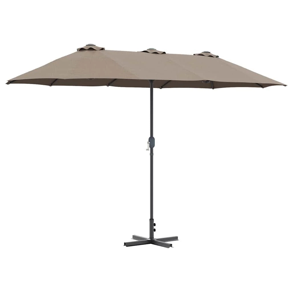 Ombrellone da giardino pieghevole moderno estivo 370 x 197 x 239 cm poliestere color tortora 02_0058742