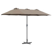 Ombrellone da giardino pieghevole moderno estivo 370 x 197 x 239 cm poliestere color tortora 02_0058742