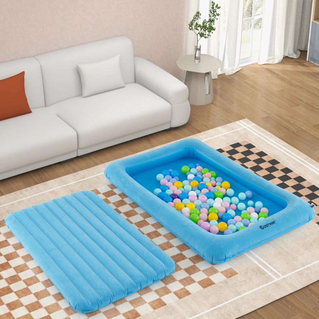 Letto gonfiabile per bambini in viaggio, Set di materasso ad aria portatile con pompa elettrica barriere laterali Blu-Materassi e basi letto