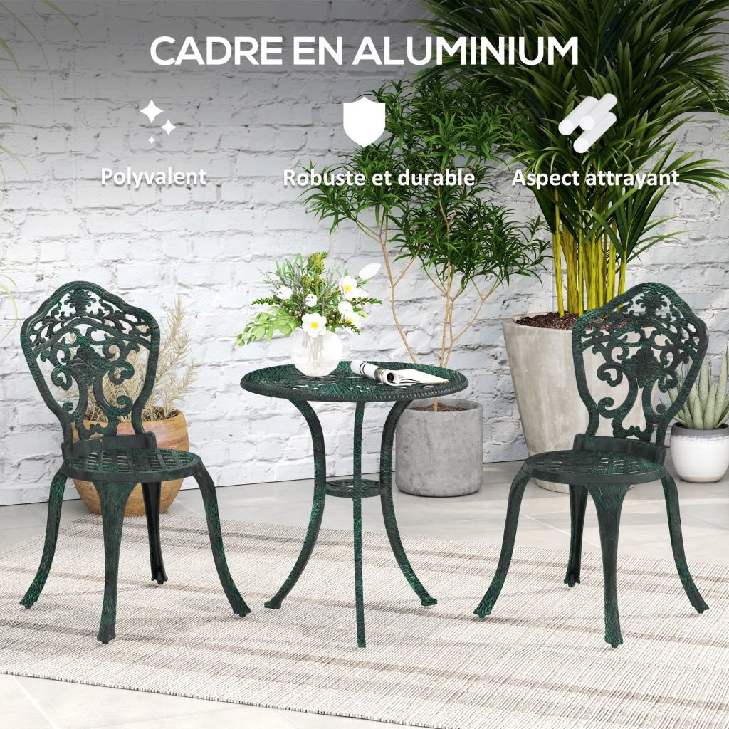 Set Bistrot Giardino 3 Pezzi ¨C Zephmum ¨C Aluminium Fer Forg¨¦ Grigio