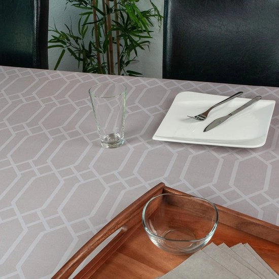Tavolo con rivestimento Teflon per uso interno ed esterno, disponibile in 3 stili, asciugabile, impermeabile all'acqua e ai residui grazie all'effetto lotus affidabile, 140 x 240 cm, beige