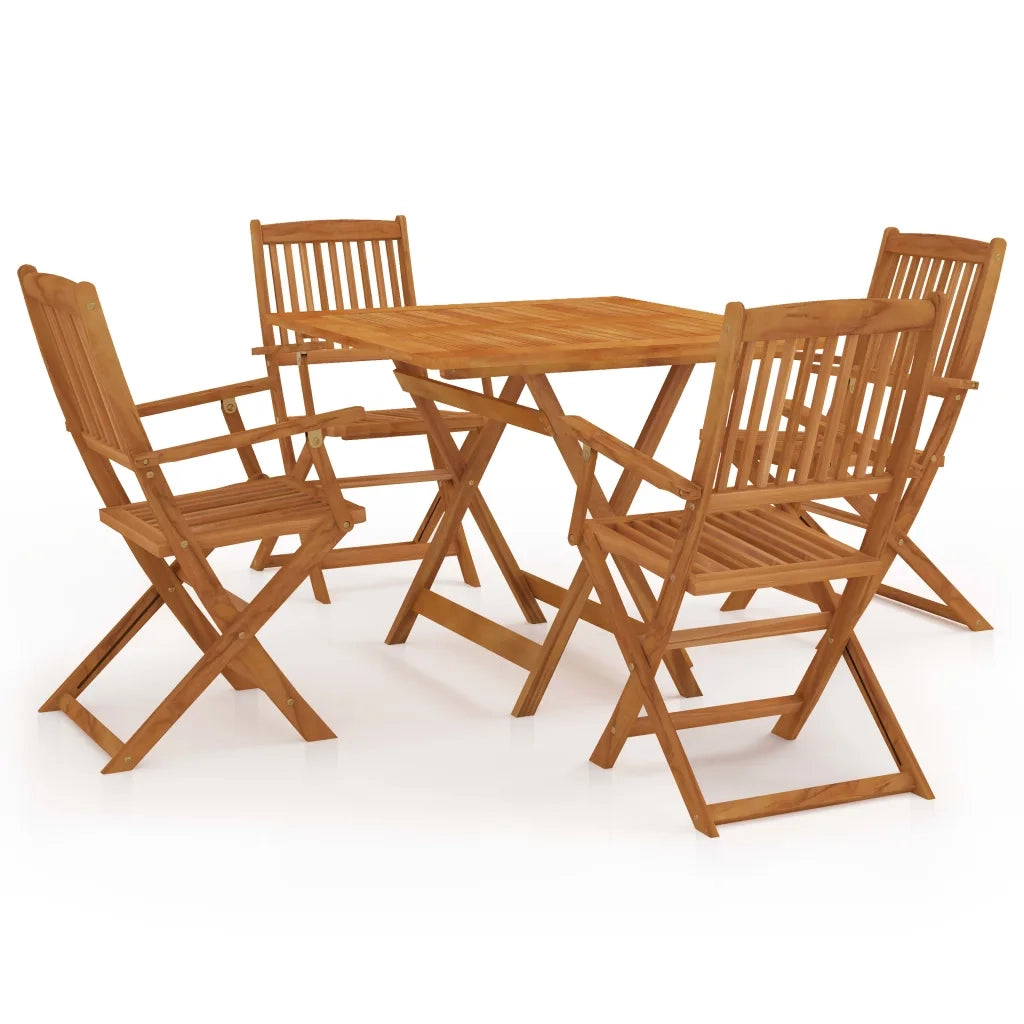 Set da Pranzo da Giardino 5 pz Pieghevole in Massello di Acacia cod mxl 54259