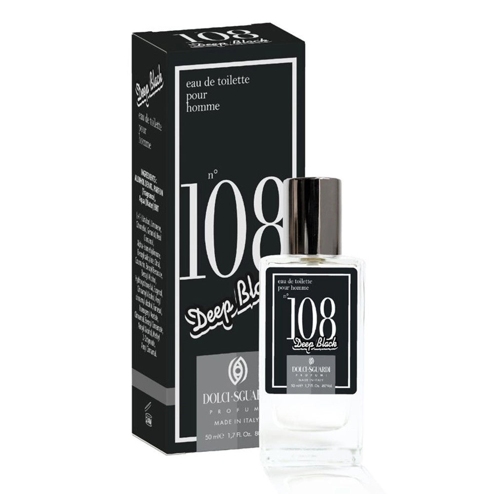 Trade Shop - Profumo Corpo Eau De Toilette Uomo N°108 Deep Black 50ml Fragranza Intenso Misterioso 009128 -