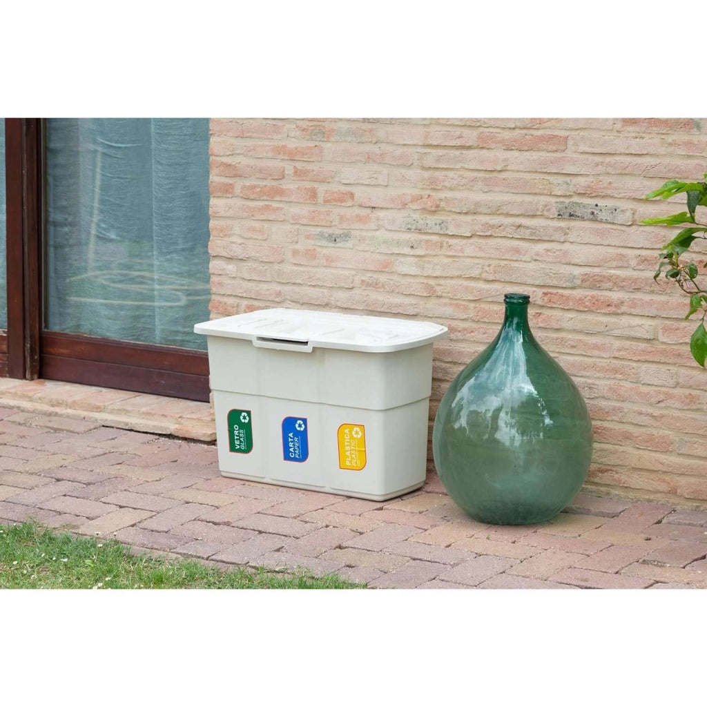 DEA HOME ECOPAT PATTUMIERA RACCOLTA DIFFERENZIATA 3 SCOMPARTI GRIGIO