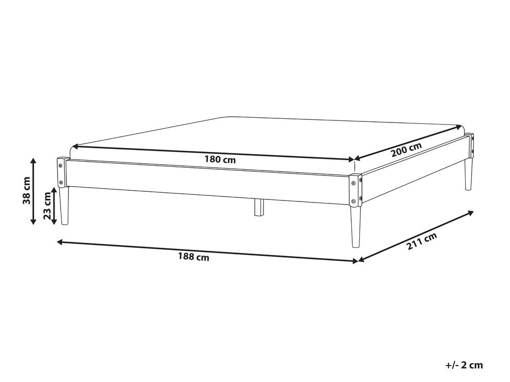 Letto matrimoniale in legno con rete a doghe in pino, senza testiera 180 x 200 cm marrone chiaro stile scandinavo naturale