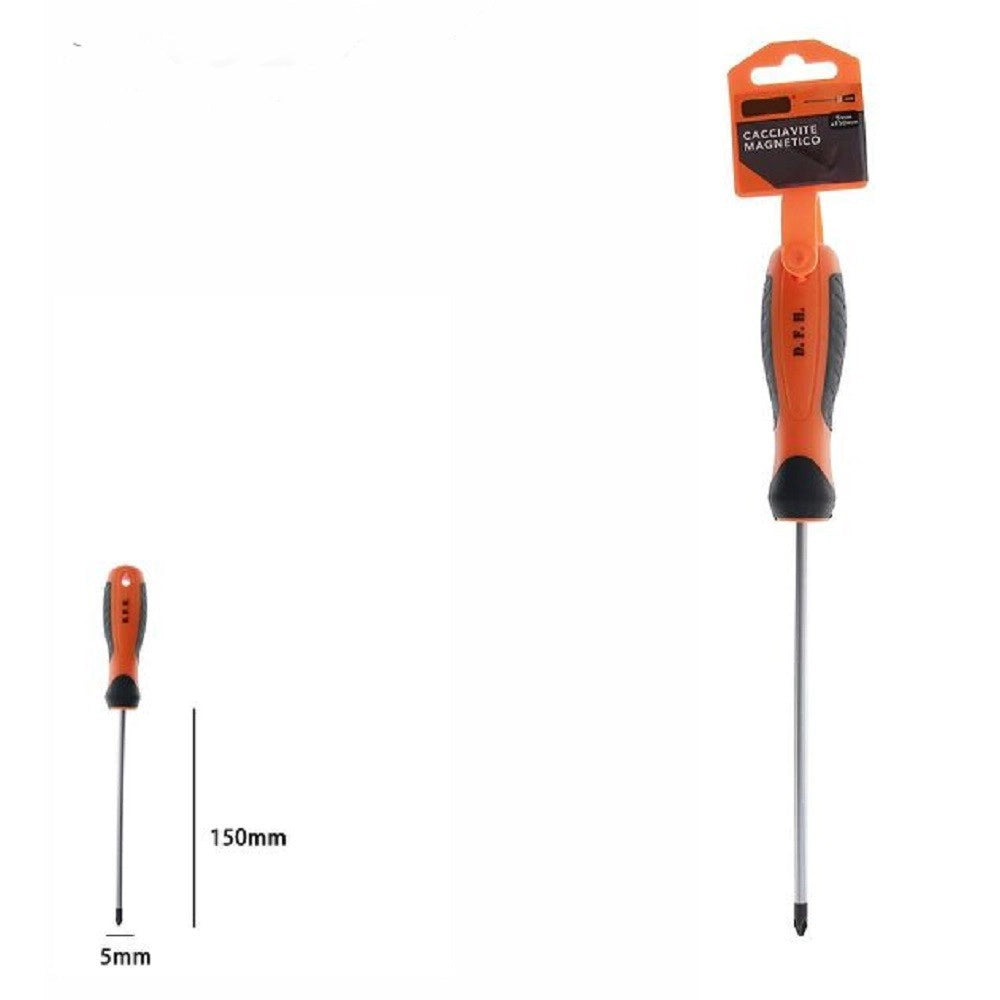 Trade Shop - Cacciavite Giravite Magnetico Punta Croce 5x150 Mm Impugnatura Ergonomica 07443 -
