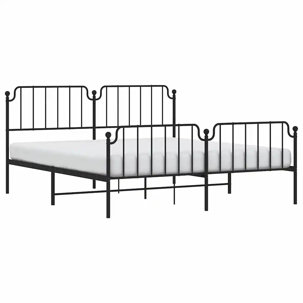 Giroletto con Testiera e Pediera Metallo Nero 183x213 cm 373910