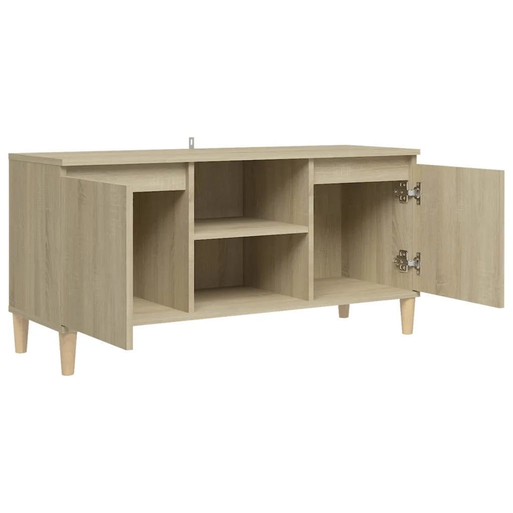 Mobile TV con Gambe in Legno Rovere Sonoma 103,5x30x50 cm 805962