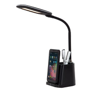 Lampada scrivania Qi portapenne nera LED 4,7W Lucide