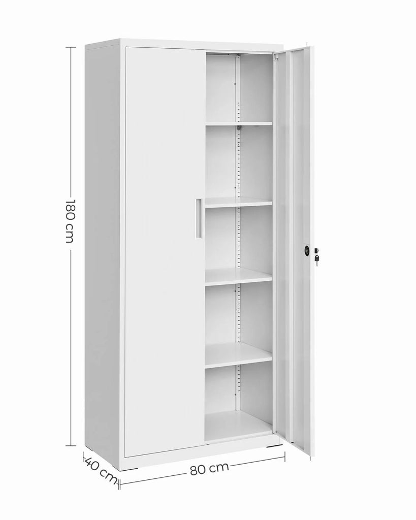 Armadio portaoggetti in acciaio a 5 ripiani armadio per ufficio 40 x 80 x 180 cm doppia anta unità di stoccaggio resistente per garage o ufficio grigio 12_0003984