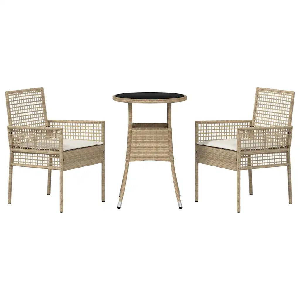 Set da Pranzo per Giardino 3 pcs Beige polyrattan 3334949