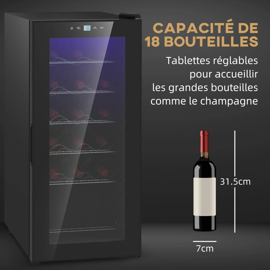 Cantinetta per vini 18 bottiglie 50L ¨C zephmum ¨C nero, con luce LED