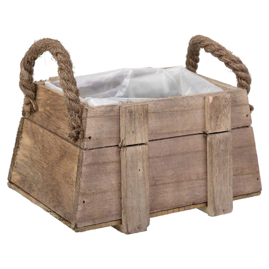 Cesto in legno con manici marroni 17x11x10,5h
