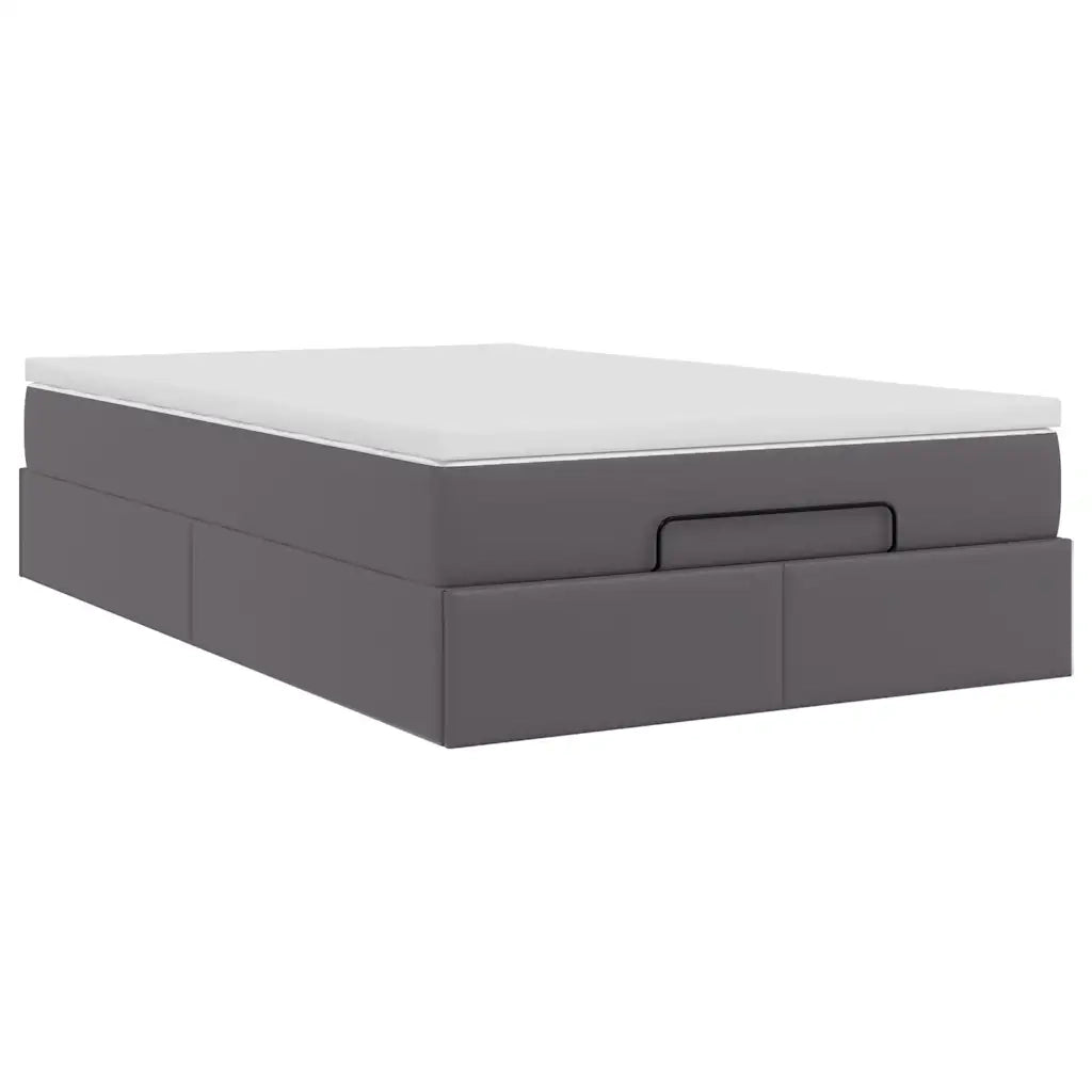 Struttura Letto Pouf con Materasso Grigio 120x190 cm Similpelle 3311029