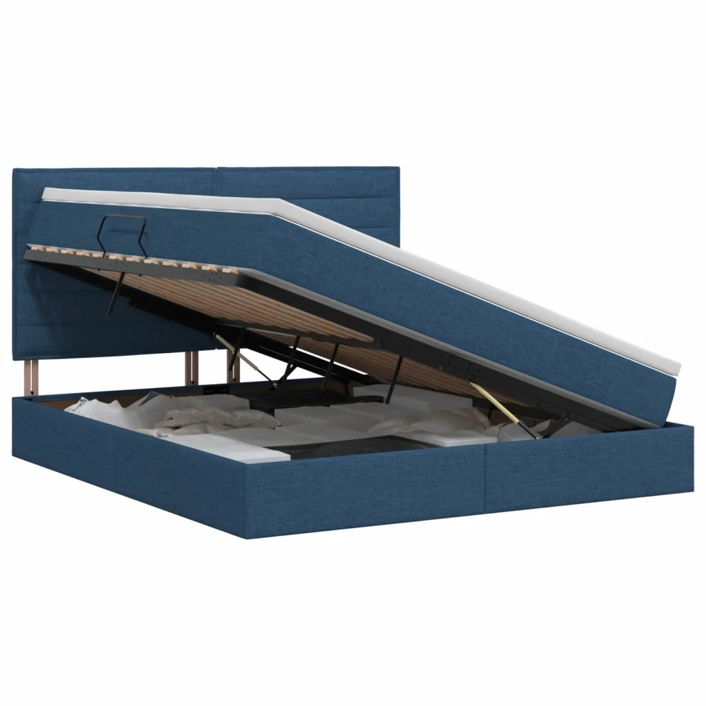 Letto con contenitore e materasso Blu 180 x 200 cm Tessuto 3459461