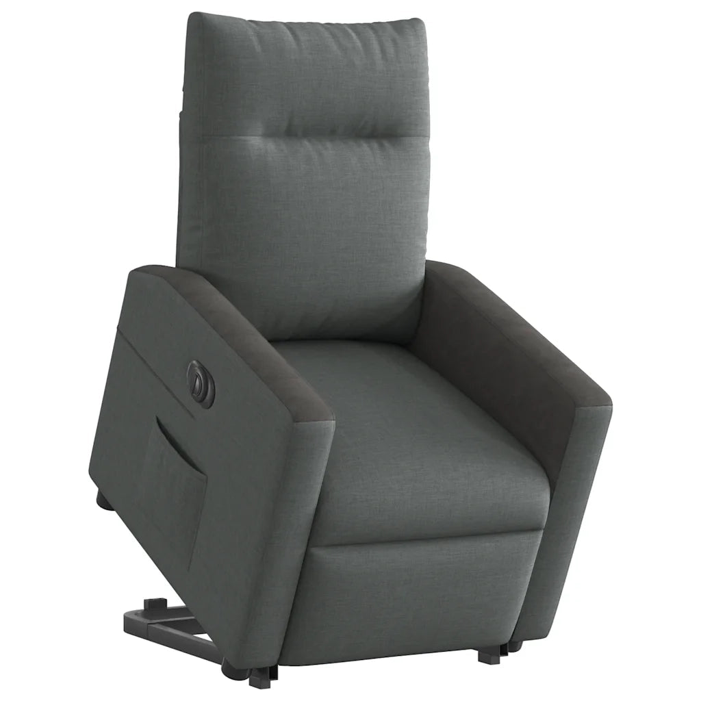Poltrona Alzapersona Reclinabile Elettrica Grigio Scuro Tessuto 3324067