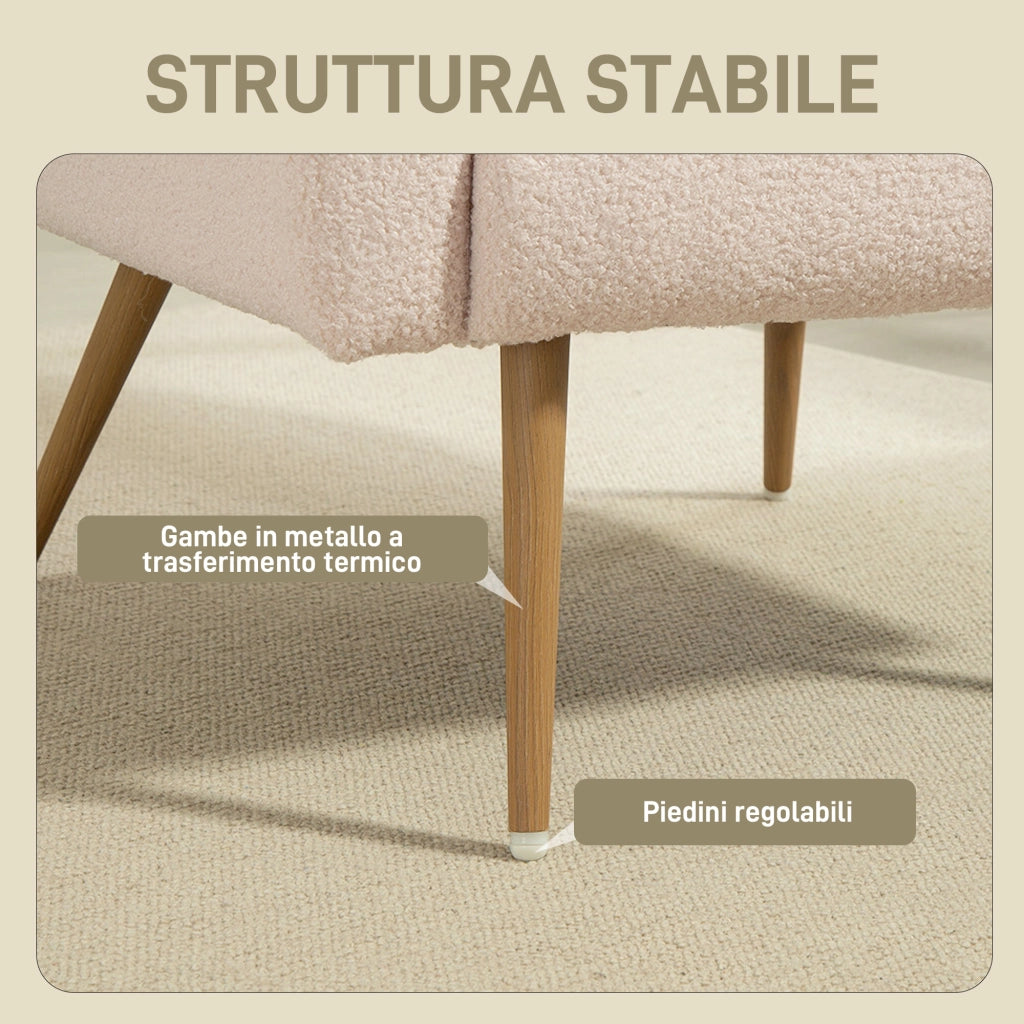 Poltrona per Salotto Moderna 77x77x83 cm con Cuscino Lombare Sfoderabile in Tessuto Teddy Beige