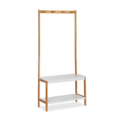 Mensola appendiabiti con panca scarpiera con 4 ganci 150 cm legno naturale e bianco 13_0002296