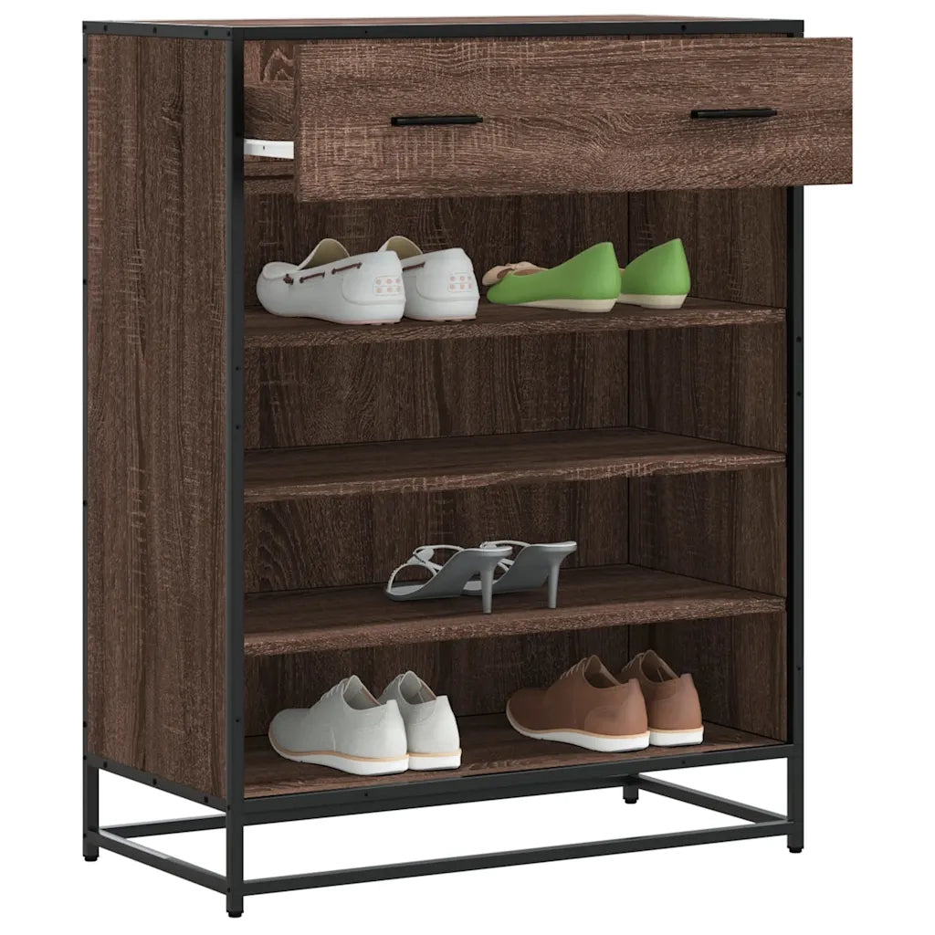 Scarpiera | Mobile per scarpe Rovere Marrone 75x38x97,5cm Legno Multistrato Metallo