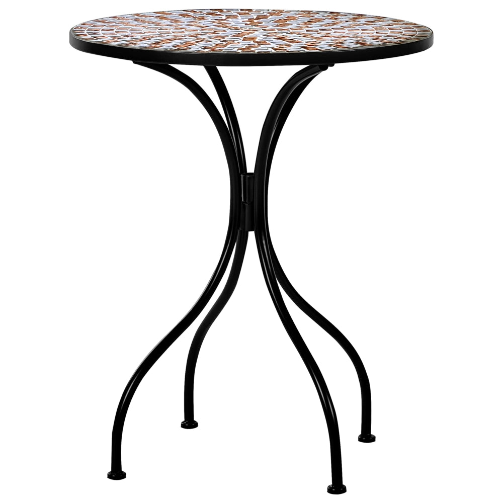 Tavolo da balcone per esterni con piano in metallo e motivo a mosaico 60 cm nero stile vintage