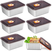 Contenitori alimentari in acciaio inossidabile da 6 con coperchio, contenitori alimentari, contenitori da freezer riciclabili, contenitori da freezer in acciaio inossidabile con coperchio, 500 ml per frigorifero, ristorante, cucina