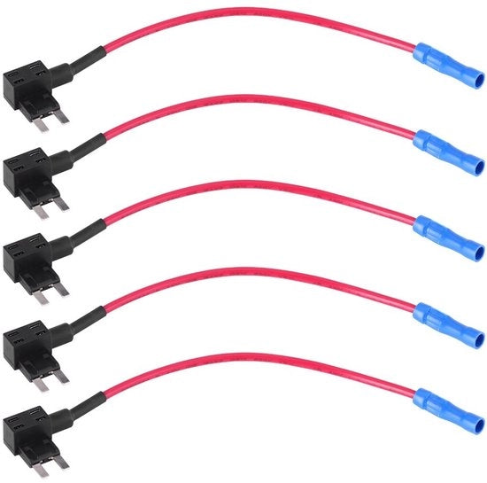 Adattatore di Tappo per Fusibili - Set da 5 pezzi - Protezione per Circuiti Esistenti e Nuovi - Tipo Mini - Adatto per Veicoli 12V