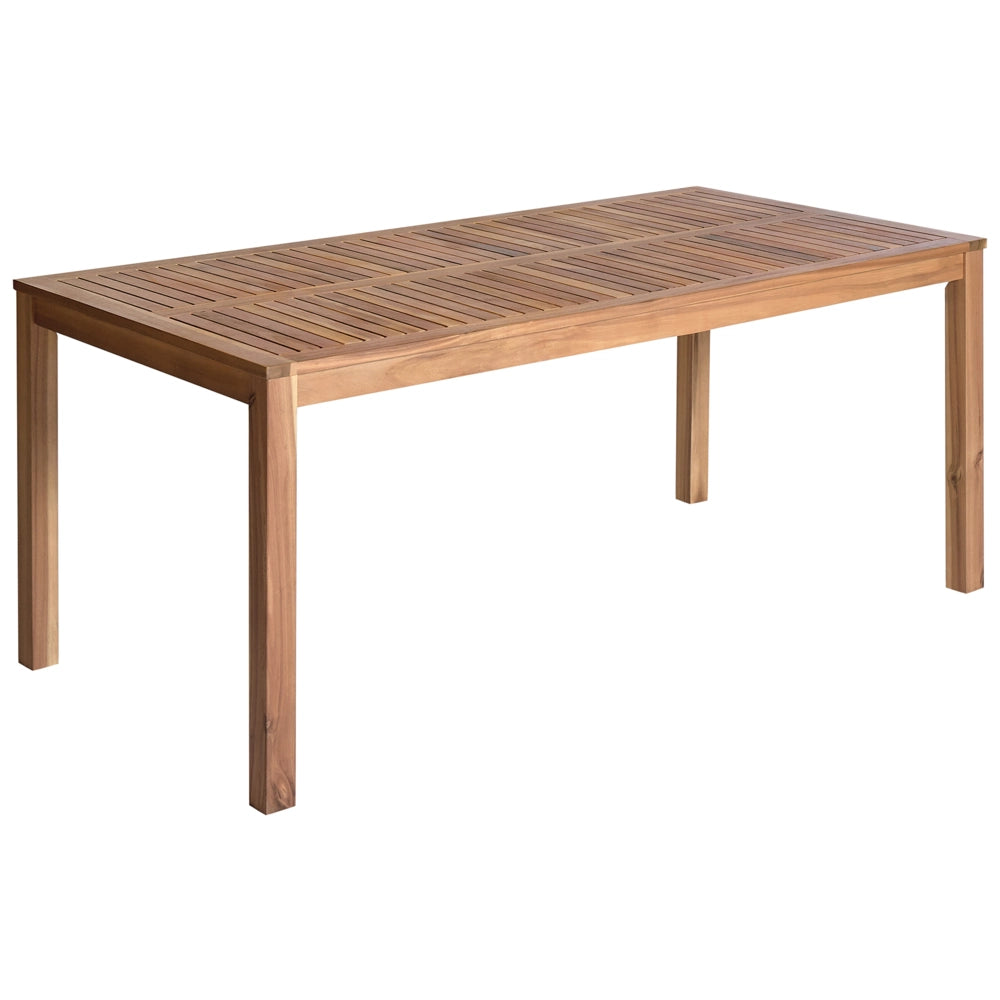 Set da pranzo da giardino Tavolo in legno di acacia marrone chiaro 180 x 90 cm 8 Sedie da esterno senza braccioli Stile rustico