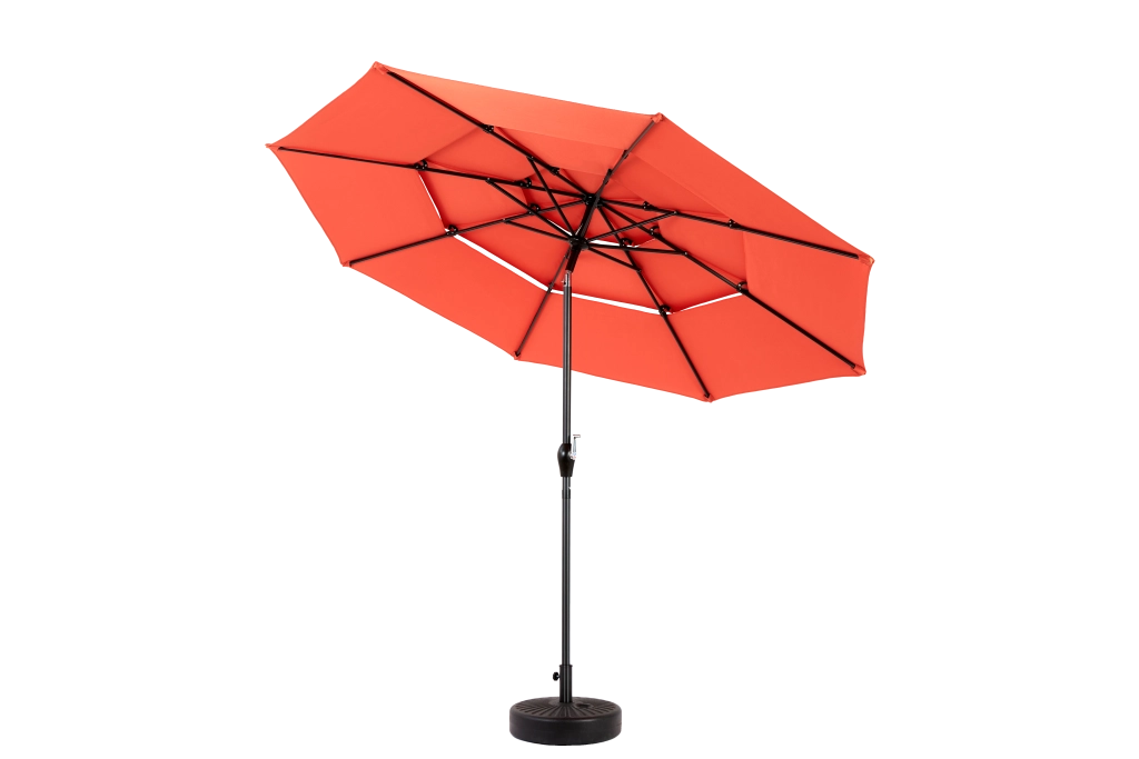 Ombrellone in alluminio a 3 livelli con inclinazione automatica, 3 metri (arancione) (senza base)