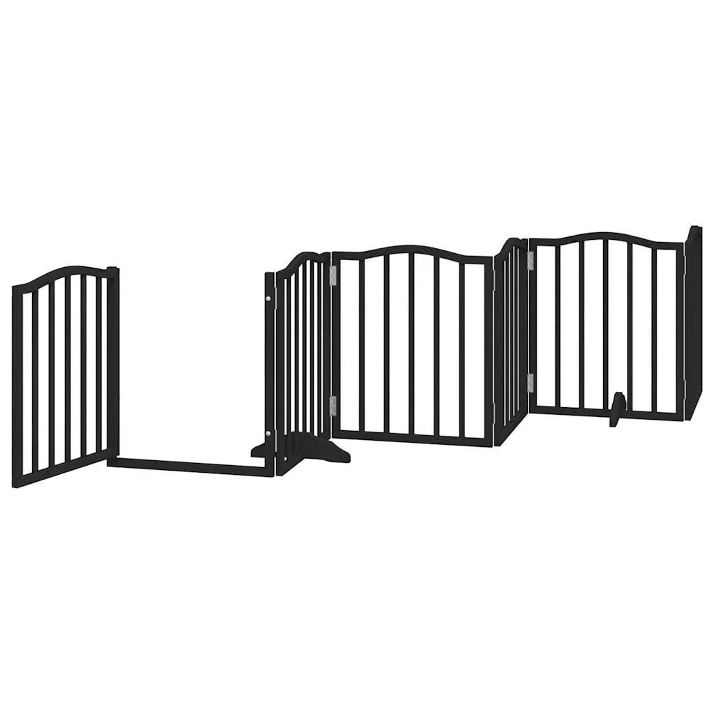 Cancelletto di sicurezza per animali domestici porta pieghevole 9 pannelli legno di pioppo nero 02_0023284