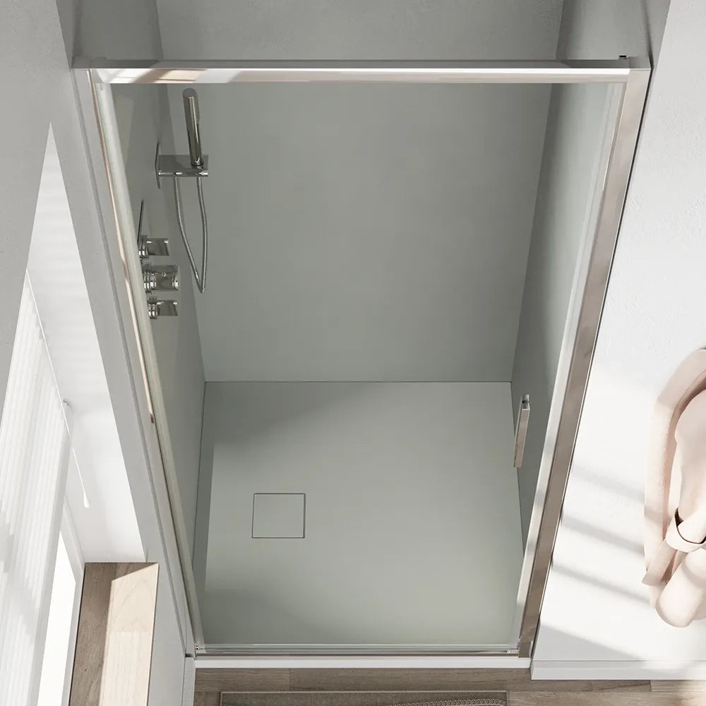 Porta doccia 75cm con apertura a battente profili slim cromati vetro 6mm trasparente h190 | Portofino