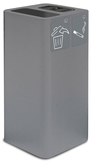 Pattumiera Per Raccolta Rifiuti 38x38xh80 cm In Acciaio Verniciato con Coperchio Basculante Grigio