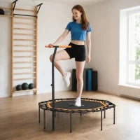 Trampolino Fitness, con Maniglia Regolabile, stabile e silenzioso, per interni, in Acciaio, Arancione