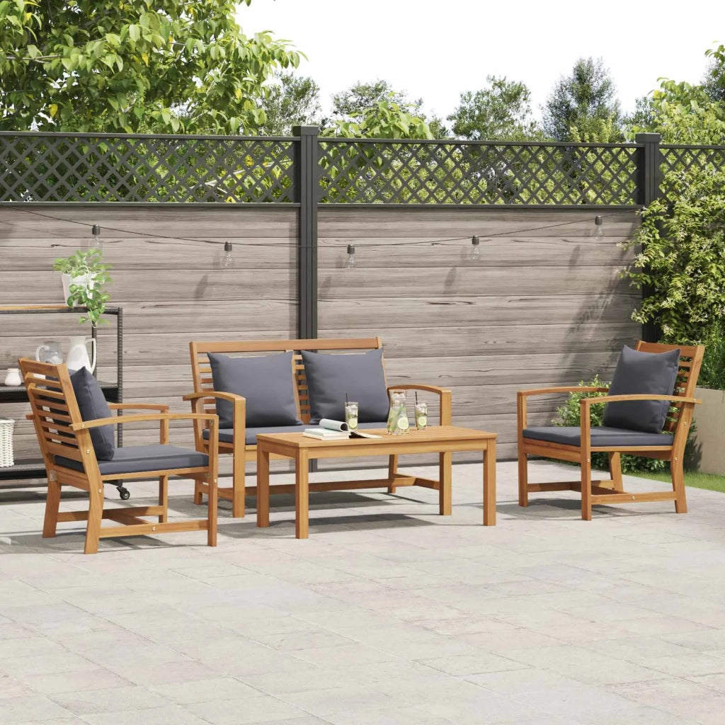Set Divano da Giardino 4 pcs Naturale Legno di teak solido