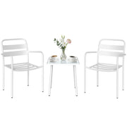 Set Bistrot 3 Pezzi Giardino ¨C Xylo ¨C Metallo Nero con 2 Sedie e Tavolino Vetro Design a Lamelle Antiruggine