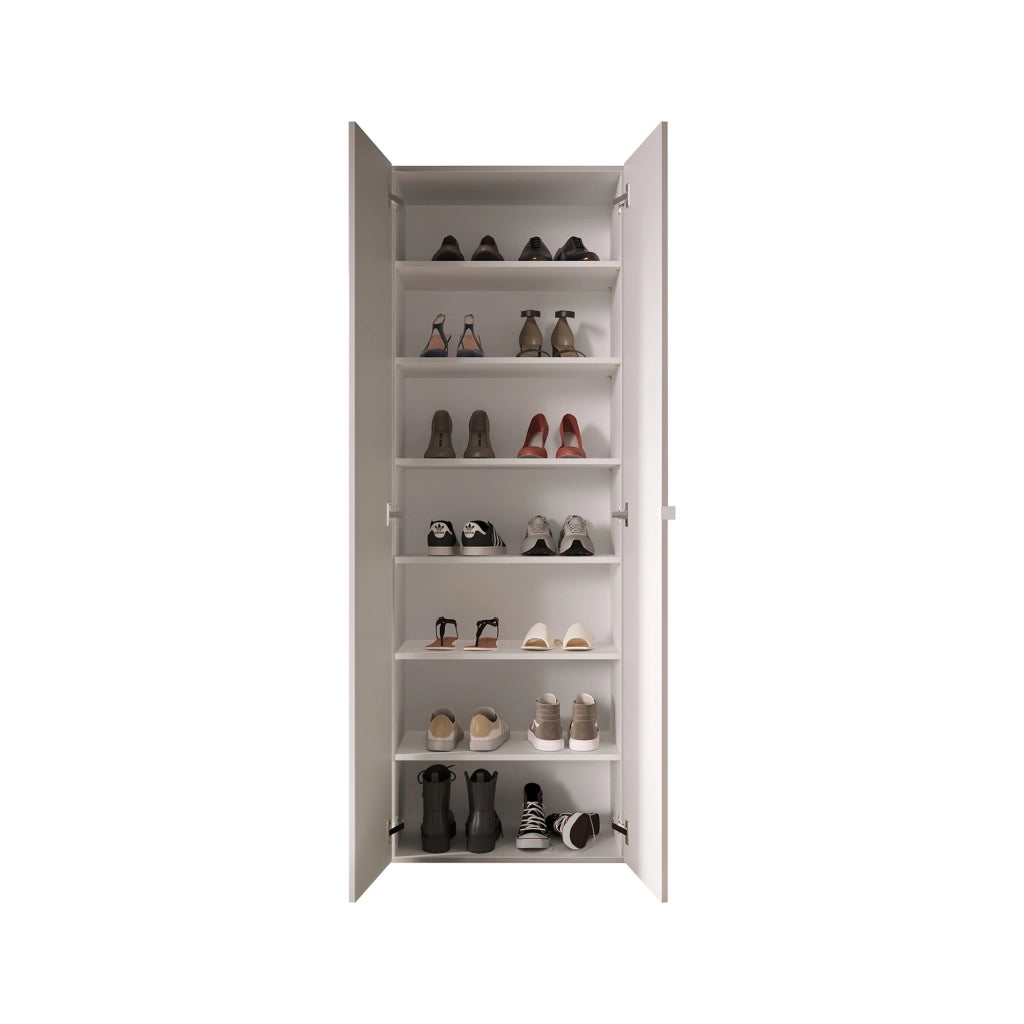 Mobile Portascarpe Genuri, Scarpiera 6 Ripiani, 63x35x186h cm Bianco Lucido