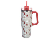 Mug termica con cannuccia natale bianco lt 0,9