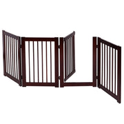 Cancello per cani pieghevole 4 pezzi Cancelletto di sicurezza per animali domestici 203x76x1,8cm Marrone-Cancelli