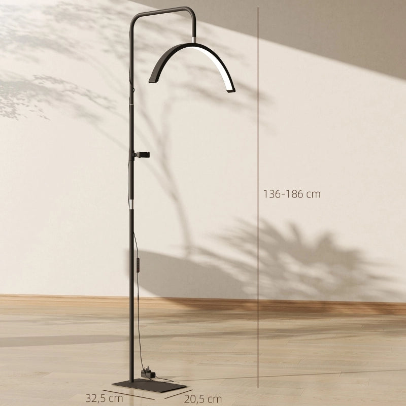 Lampada LED a mezzaluna per ciglia con supporto per telefono, anello luminoso per il trucco ruotabile a 350¡ã, luce calda con altezza regolabile.