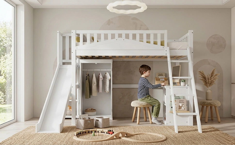 letto a castello legno mdf bianco 90x200 cm