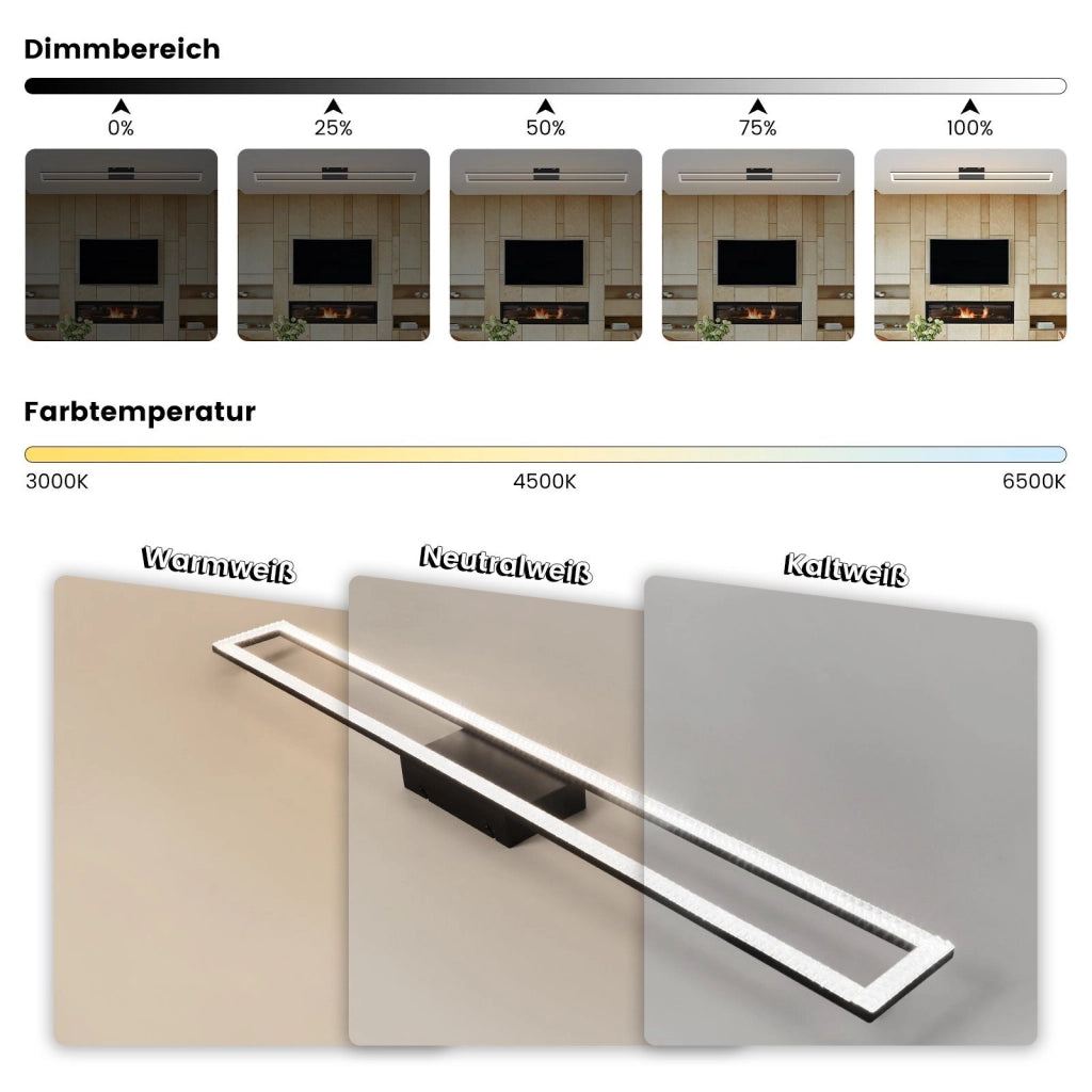ZMH Lampada da soffitto plafoniera moderna rettangolare cristallo LED 108cm dimmerabile 40W