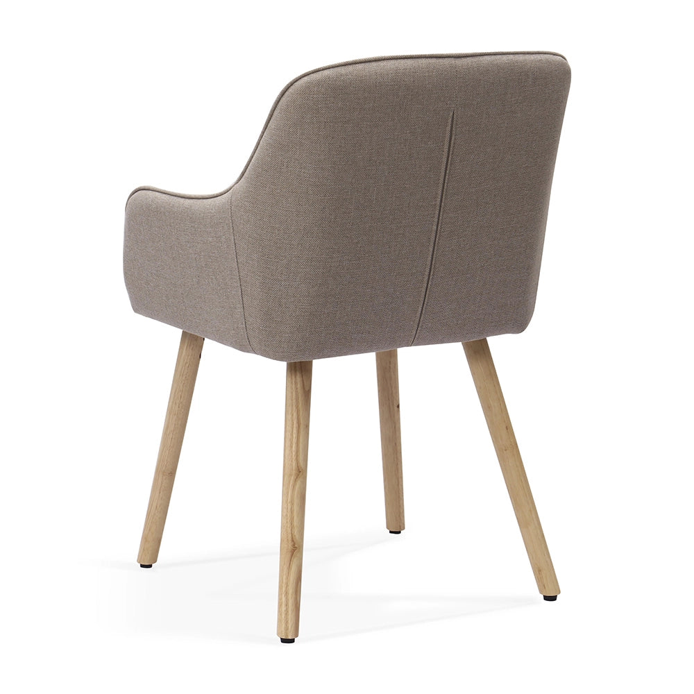 Sedie da pranzo moderne con braccioli - Xylo - Tessuto e gambe in legno (beige chiaro/marrone)