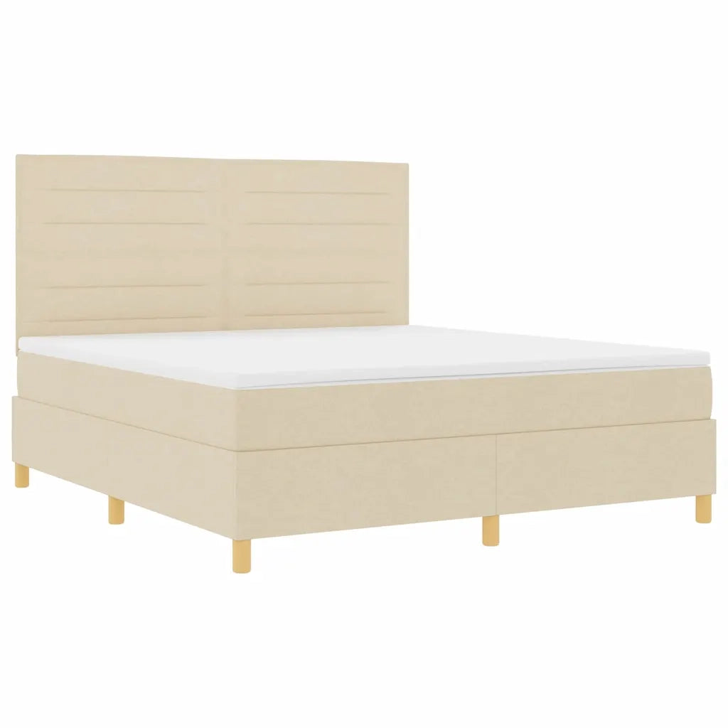 Letto a molle con materasso Crema 180 x 200 cm Tessuto 3339565