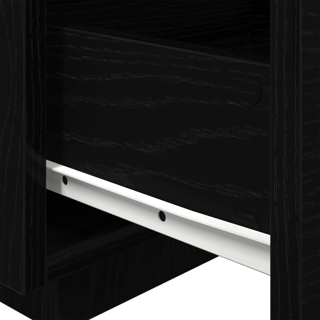 Comodino  con luci LED Nero Rovere 40x39x37 cm