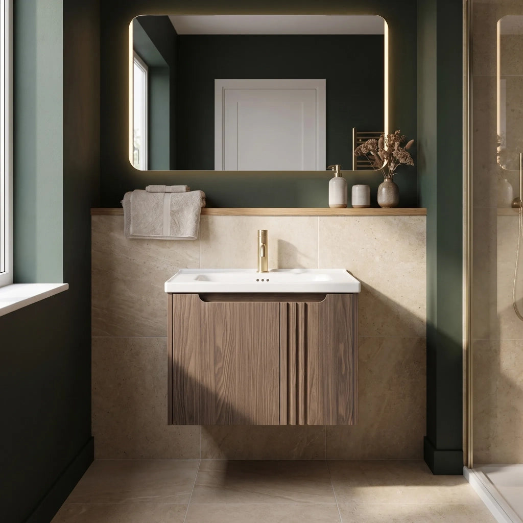 Mobile Bagno Con Lavabo Rea Rivo Db86-60l-1 Dark 60cm