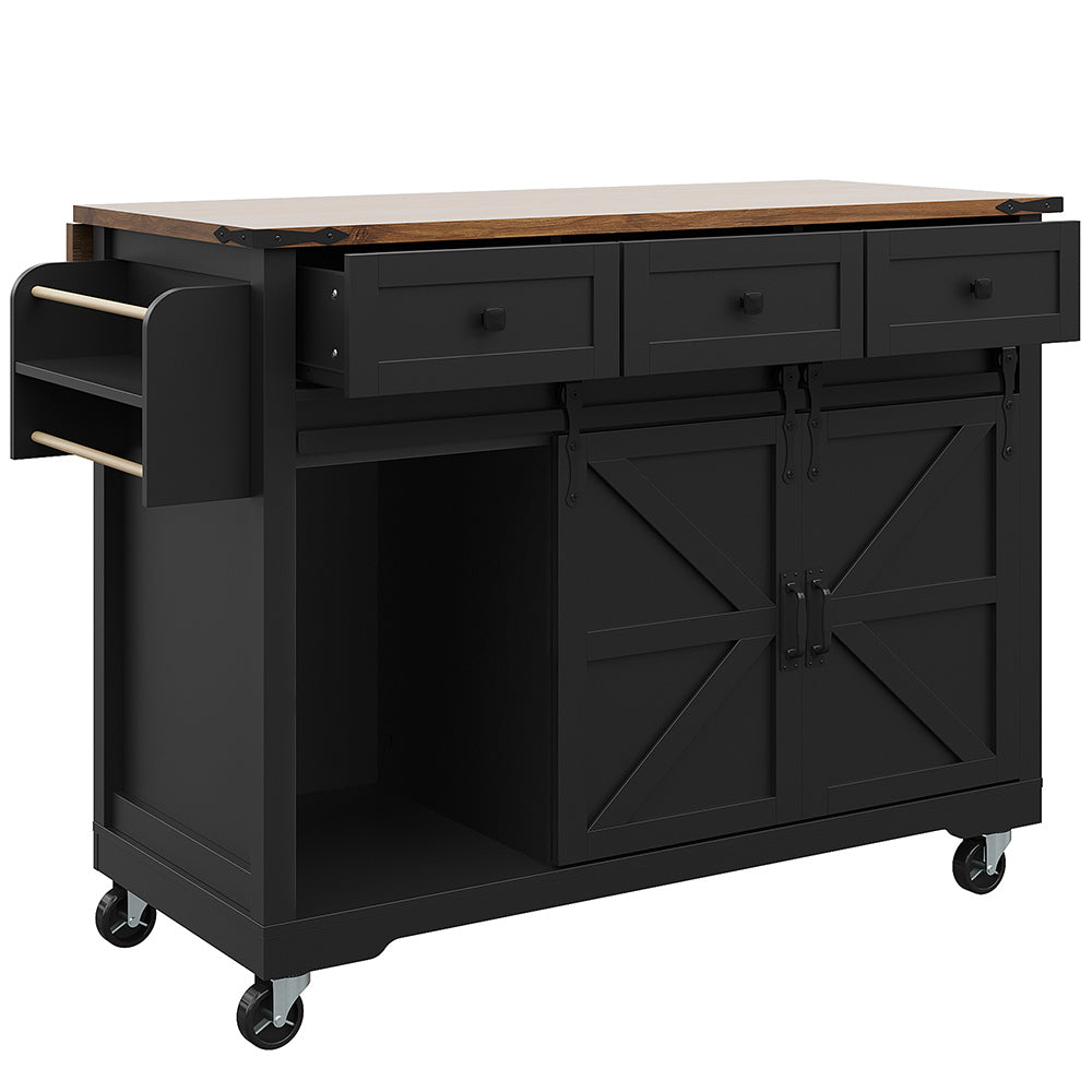 Isola cucina - Xylo - 2 porte scorrevoli/3 cassetti nero