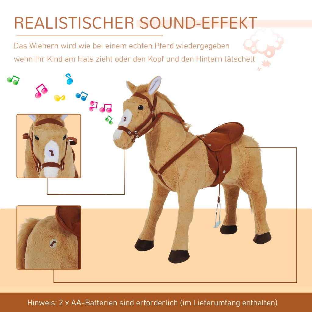 Cavallo a dondolo con rotelle 60 cm ¨C Xylo ¨C beige con sella e suoni