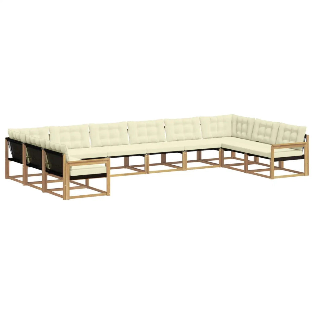 Set di divani da esterno 10 pz Bianco e Crema 3389108