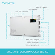 Instarter LED video light & camera light bi-color in formato tascabile I Potente 12 W come luce streaming dimmerabile e luce per cellulare I Batteria ricaricabile da 2 ore per foto