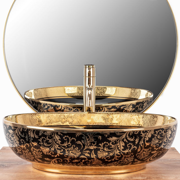 Lavabo Da Appoggio Rea Margot Black / Gold